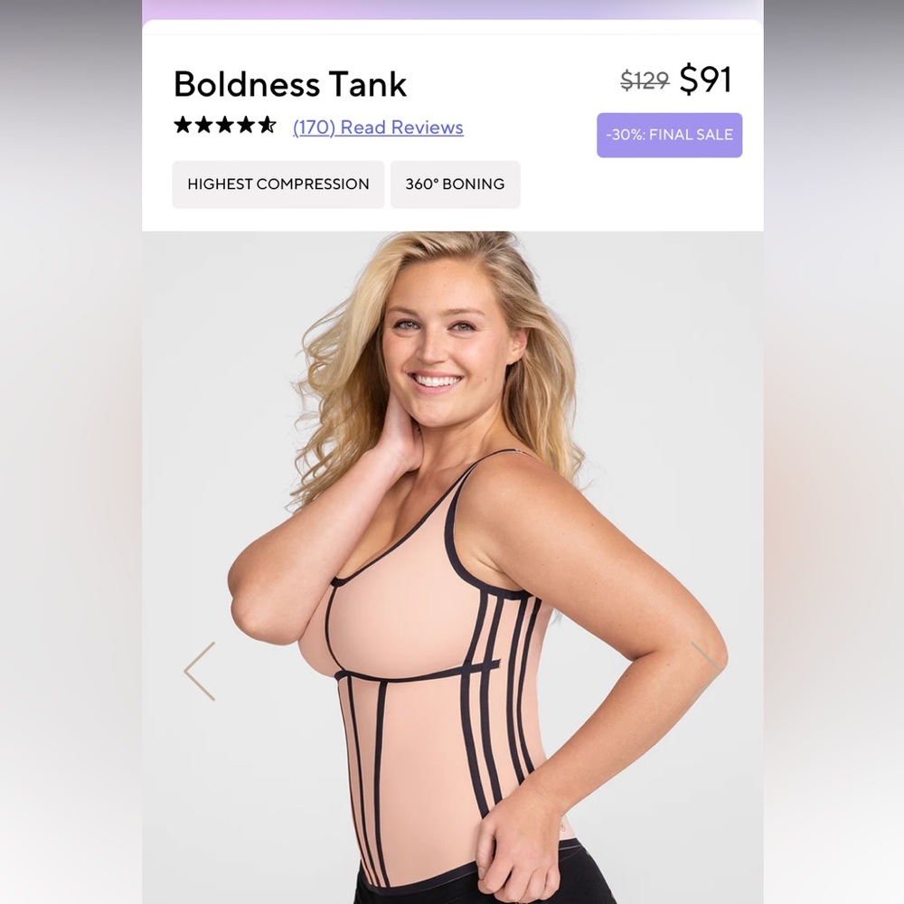 HoneyLove Boldness Tank NWT size medium or large Rose Tan